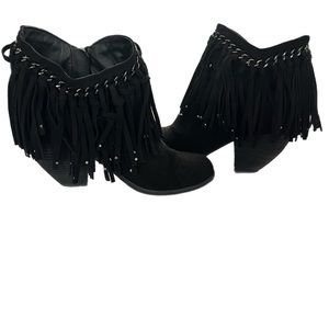 🔥🔥Not Rated Black Fringe w/Chain Booties- Women's 9.5